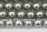 CSB2300 15.5 inches 4mm round wrinkled shell pearl beads wholesale