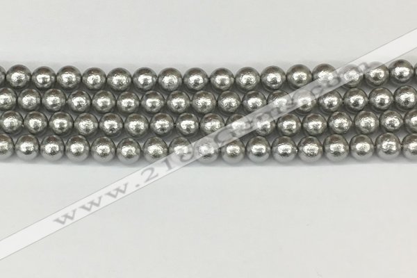 CSB2301 15.5 inches 6mm round wrinkled shell pearl beads wholesale