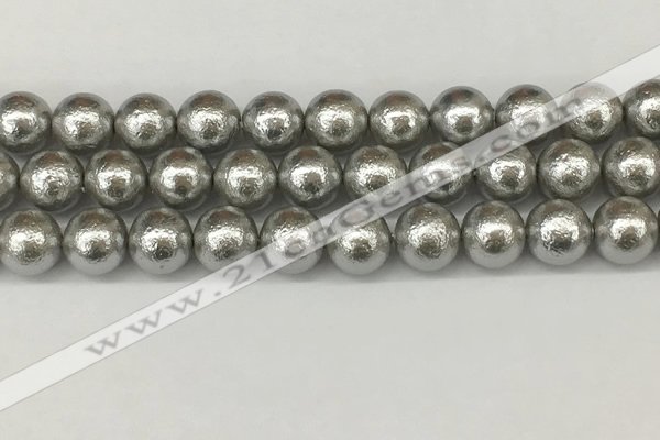 CSB2305 15.5 inches 14mm round wrinkled shell pearl beads wholesale