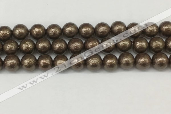 CSB2314 15.5 inches 12mm round wrinkled shell pearl beads wholesale