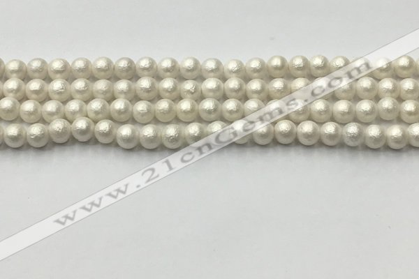 CSB2360 15.5 inches 4mm round matte wrinkled shell pearl beads