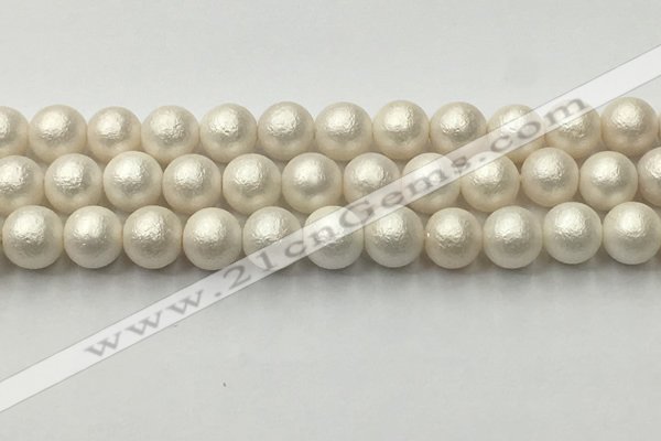 CSB2363 15.5 inches 10mm round matte wrinkled shell pearl beads