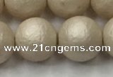 CSB2375 15.5 inches 14mm round matte wrinkled shell pearl beads