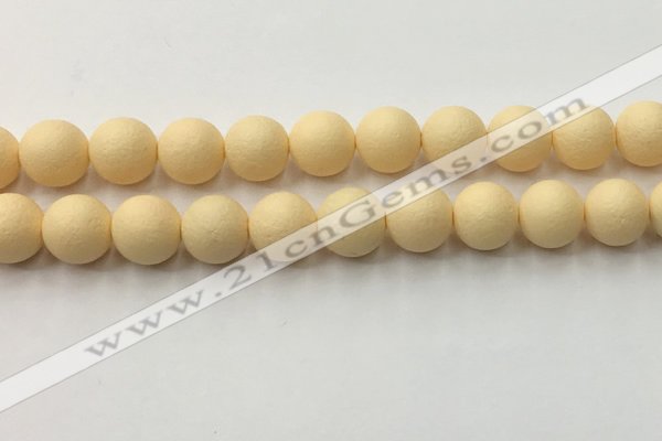 CSB2385 15.5 inches 14mm round matte wrinkled shell pearl beads