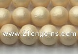 CSB2390 15.5 inches 4mm round matte wrinkled shell pearl beads