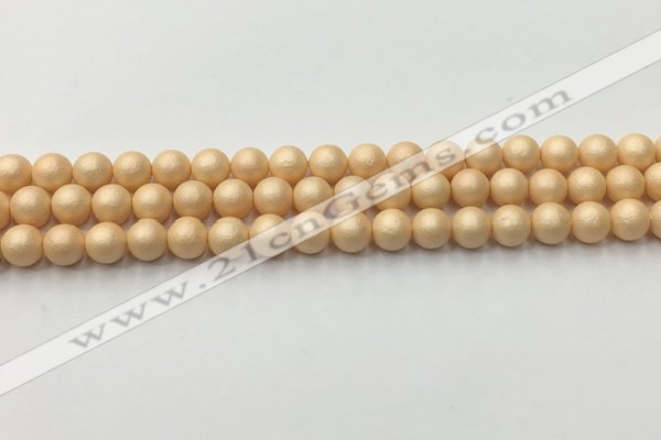 CSB2400 15.5 inches 4mm round matte wrinkled shell pearl beads