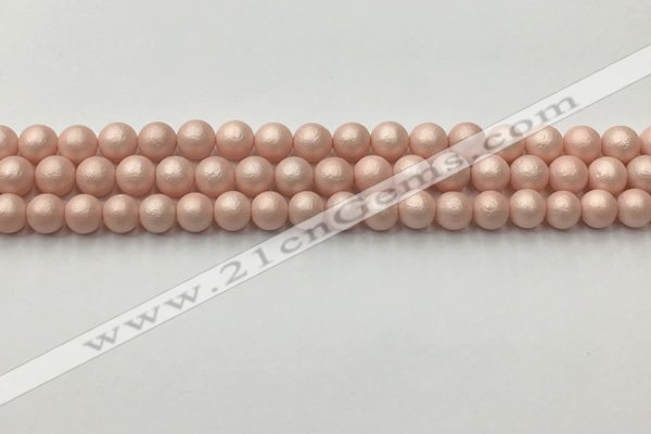 CSB2410 15.5 inches 4mm round matte wrinkled shell pearl beads