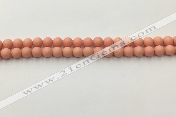 CSB2420 15.5 inches 4mm round matte wrinkled shell pearl beads