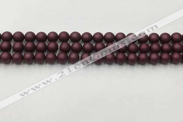 CSB2450 15.5 inches 4mm round matte wrinkled shell pearl beads