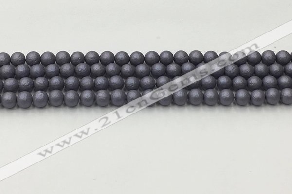 CSB2480 15.5 inches 4mm round matte wrinkled shell pearl beads