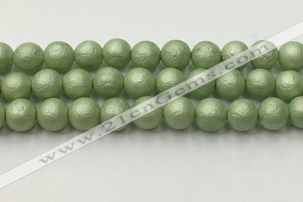 CSB2536 15.5 inches 16mm round matte wrinkled shell pearl beads