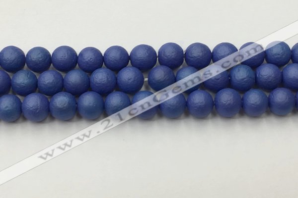 CSB2574 15.5 inches 12mm round matte wrinkled shell pearl beads