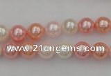 CSB302 15.5 inches 8mm round mixed color shell pearl beads