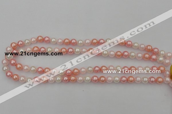 CSB302 15.5 inches 8mm round mixed color shell pearl beads