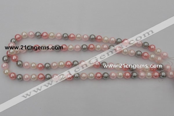 CSB303 15.5 inches 8mm round mixed color shell pearl beads