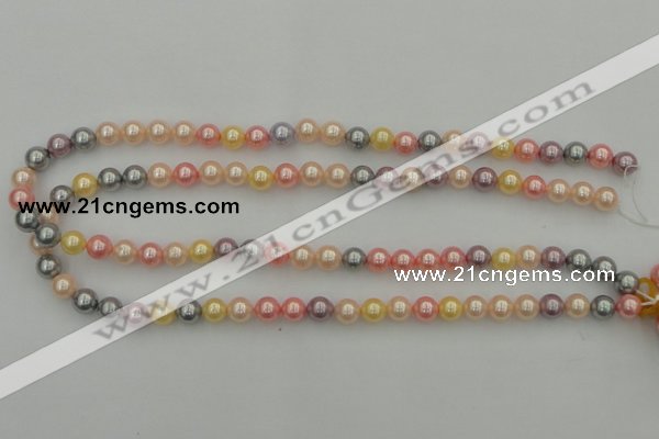 CSB304 15.5 inches 8mm round mixed color shell pearl beads