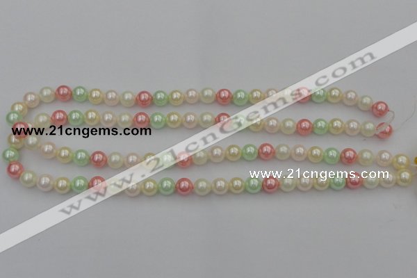 CSB305 15.5 inches 8mm round mixed color shell pearl beads