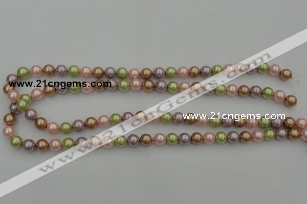 CSB306 15.5 inches 8mm round mixed color shell pearl beads