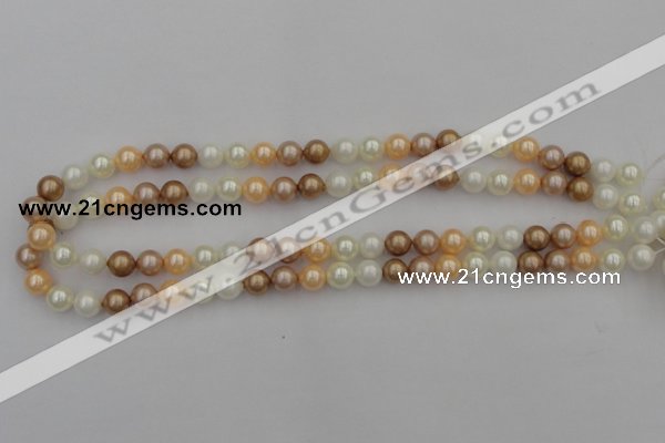 CSB308 15.5 inches 8mm round mixed color shell pearl beads