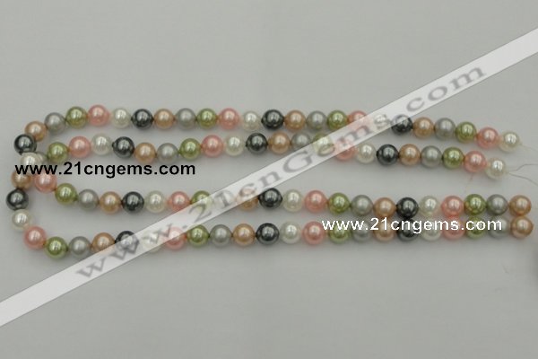 CSB310 15.5 inches 8mm round mixed color shell pearl beads