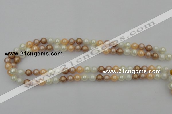 CSB311 15.5 inches 8mm round mixed color shell pearl beads