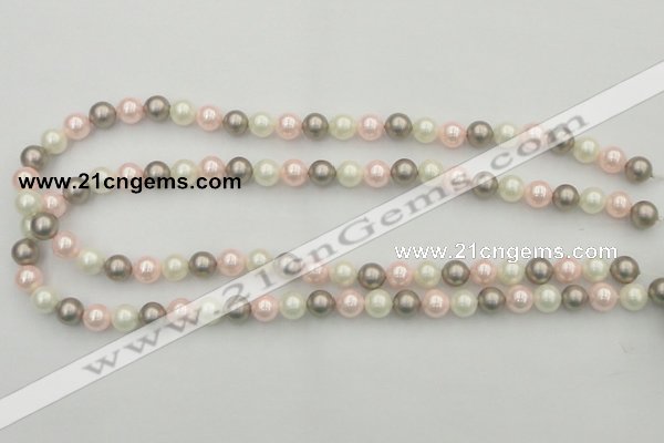 CSB313 15.5 inches 8mm round mixed color shell pearl beads