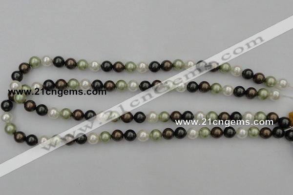 CSB314 15.5 inches 8mm round mixed color shell pearl beads