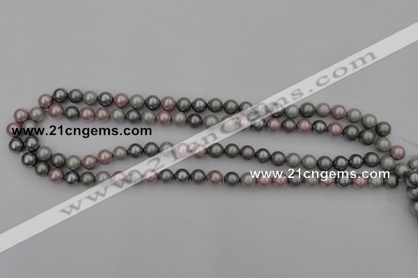 CSB315 15.5 inches 8mm round mixed color shell pearl beads