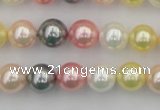 CSB323 15.5 inches 10mm round mixed color shell pearl beads