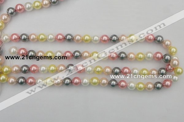 CSB323 15.5 inches 10mm round mixed color shell pearl beads