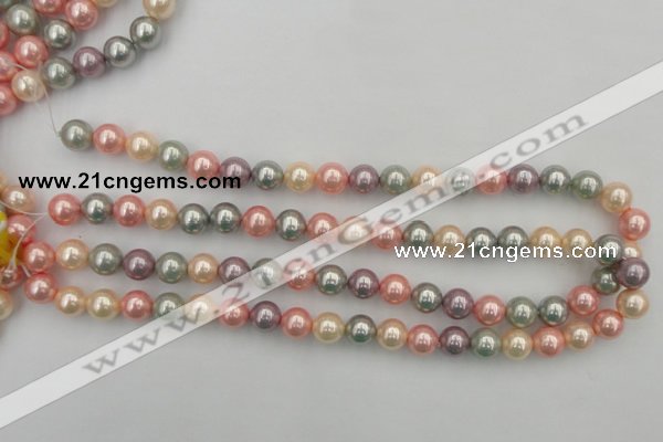 CSB324 15.5 inches 10mm round mixed color shell pearl beads