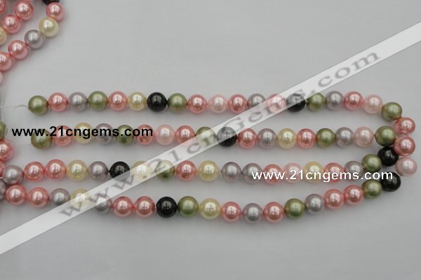 CSB325 15.5 inches 10mm round mixed color shell pearl beads