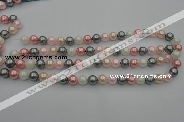 CSB326 15.5 inches 10mm round mixed color shell pearl beads