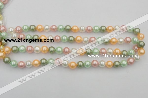 CSB327 15.5 inches 10mm round mixed color shell pearl beads