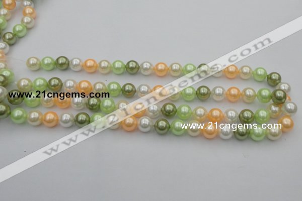 CSB328 15.5 inches 10mm round mixed color shell pearl beads