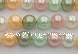 CSB329 15.5 inches 10mm round mixed color shell pearl beads