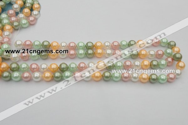 CSB329 15.5 inches 10mm round mixed color shell pearl beads