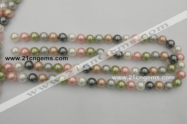 CSB331 15.5 inches 10mm round mixed color shell pearl beads