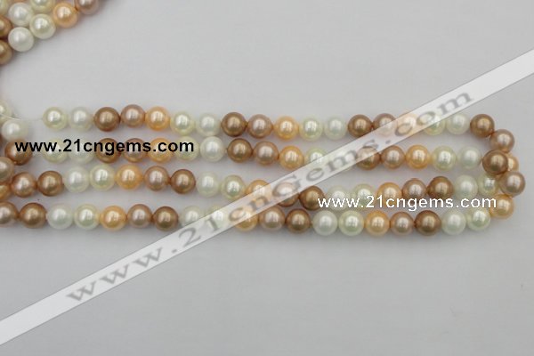 CSB332 15.5 inches 10mm round mixed color shell pearl beads