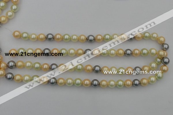 CSB333 15.5 inches 10mm round mixed color shell pearl beads