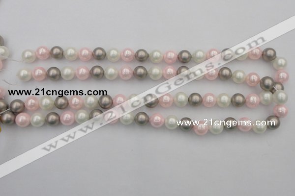 CSB335 15.5 inches 10mm round mixed color shell pearl beads