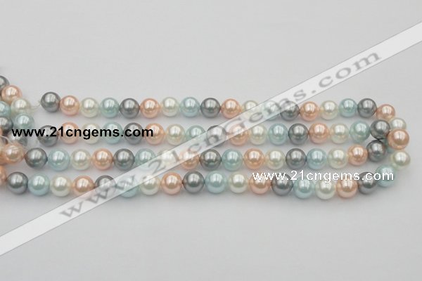 CSB336 15.5 inches 10mm round mixed color shell pearl beads