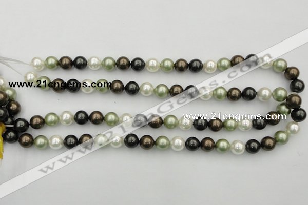 CSB337 15.5 inches 10mm round mixed color shell pearl beads