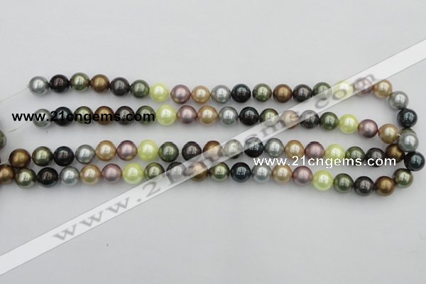 CSB339 15.5 inches 10mm round mixed color shell pearl beads