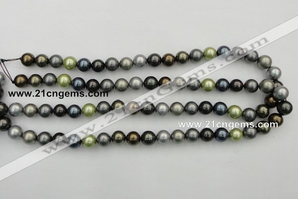 CSB340 15.5 inches 10mm round mixed color shell pearl beads