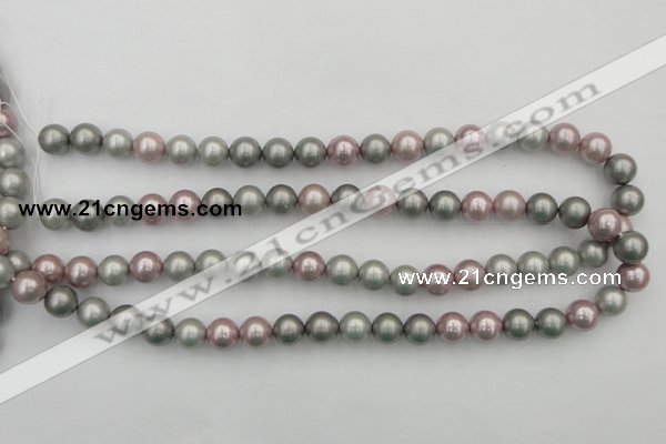 CSB341 15.5 inches 10mm round mixed color shell pearl beads