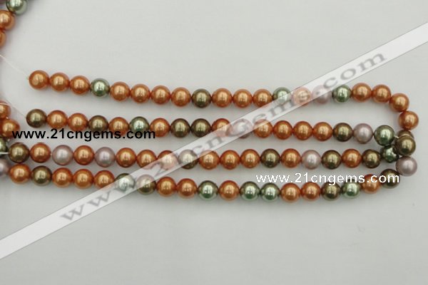 CSB343 15.5 inches 10mm round mixed color shell pearl beads