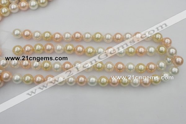 CSB350 15.5 inches 12mm round mixed color shell pearl beads