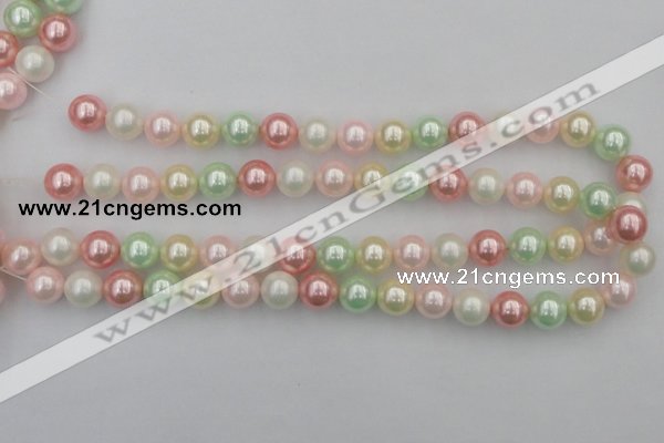 CSB352 15.5 inches 12mm round mixed color shell pearl beads