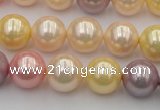 CSB354 15.5 inches 12mm round mixed color shell pearl beads